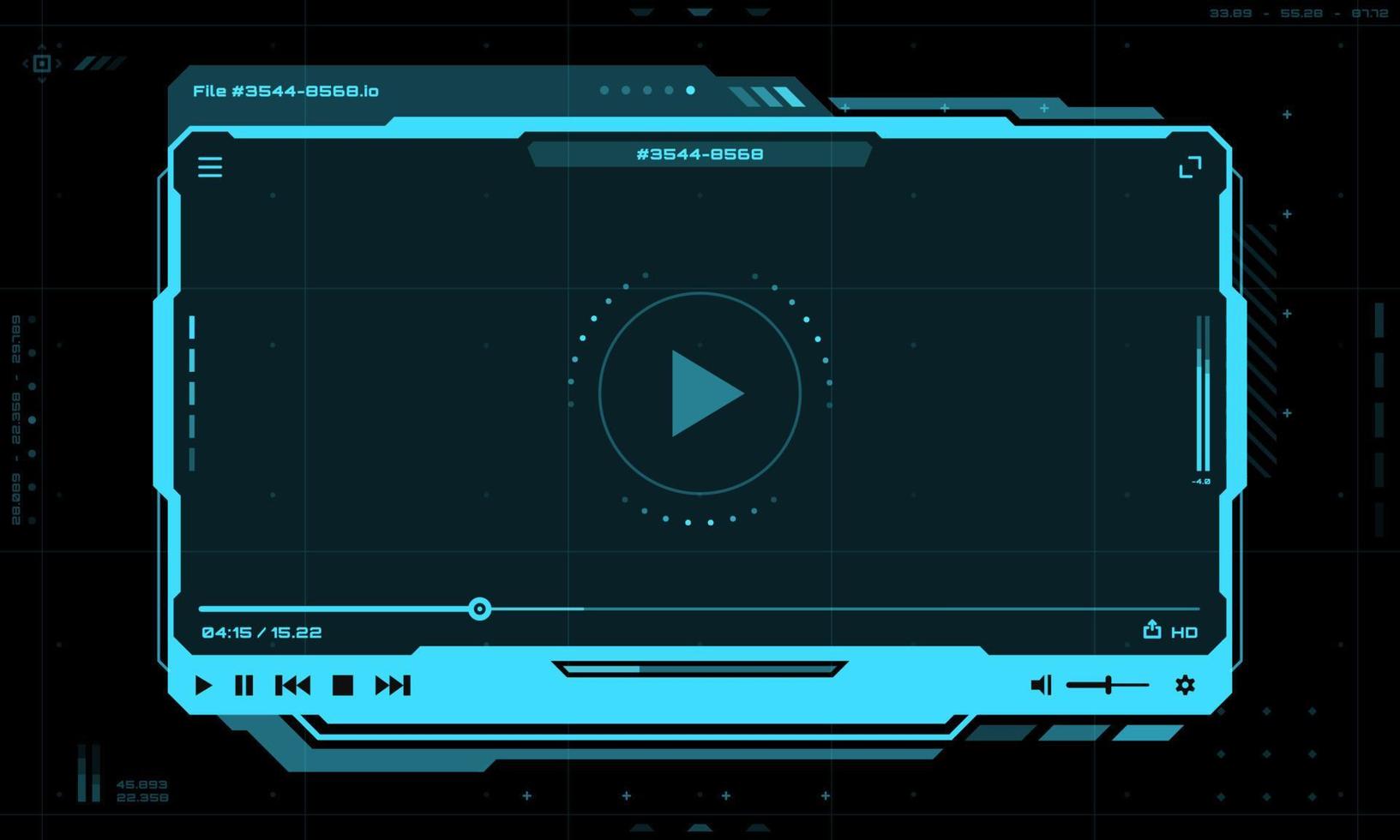 HUD video player futuristic interface screen frame vector
