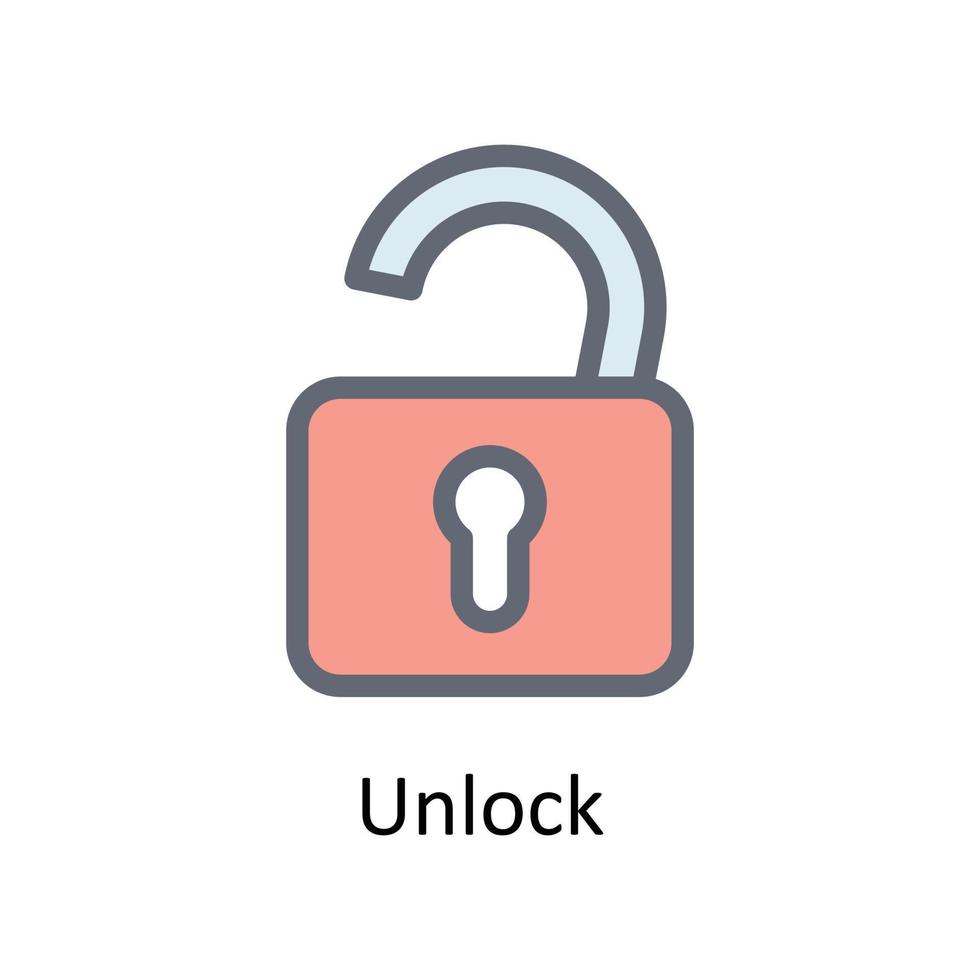 desbloquear vector llenar contorno iconos sencillo valores ilustración valores