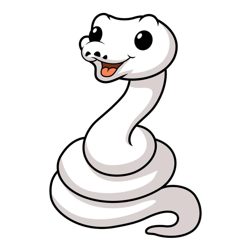 Cute white leucistic ball python snake cartoon vector