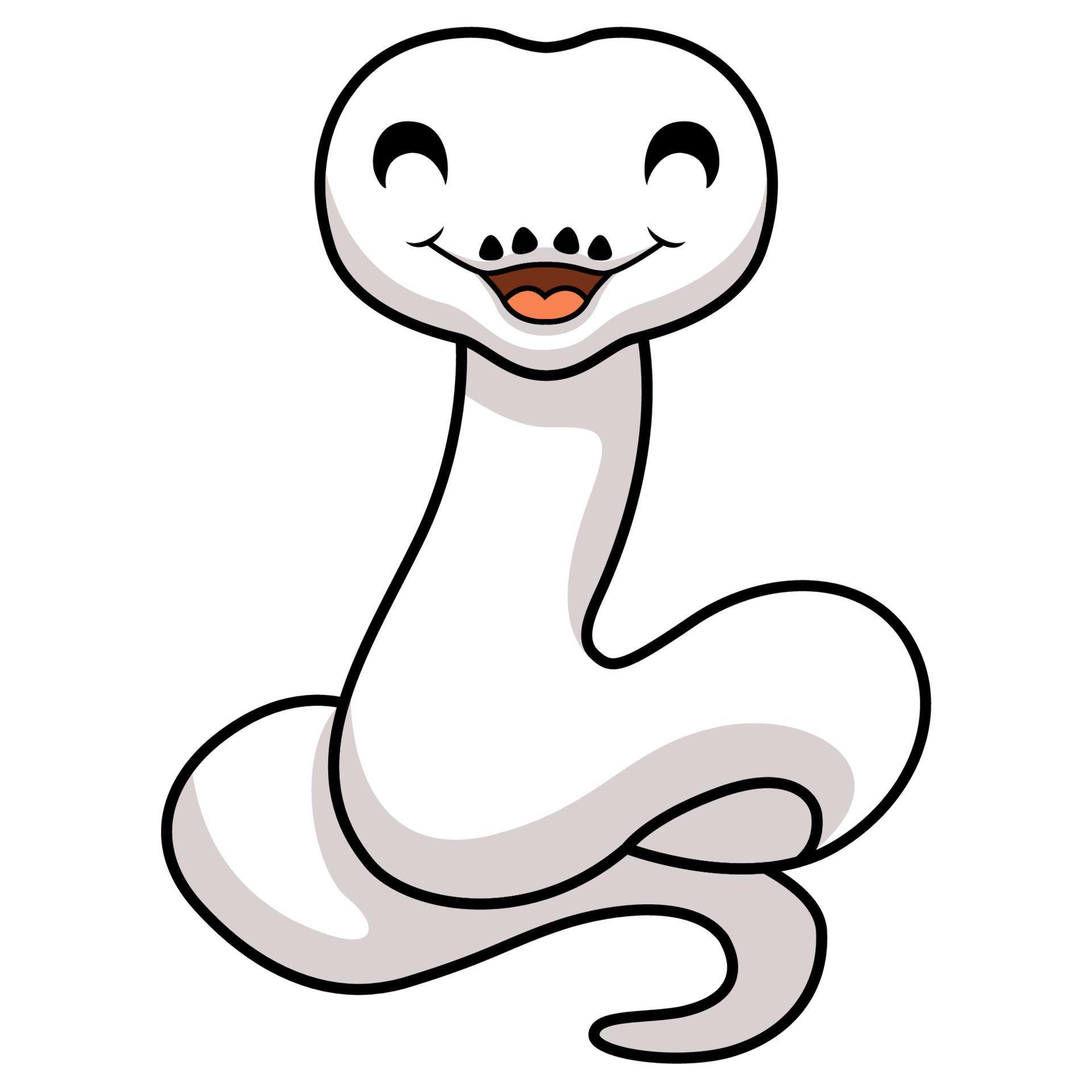 Cute white leucistic ball python snake cartoon 21663990 Vector Art at ...