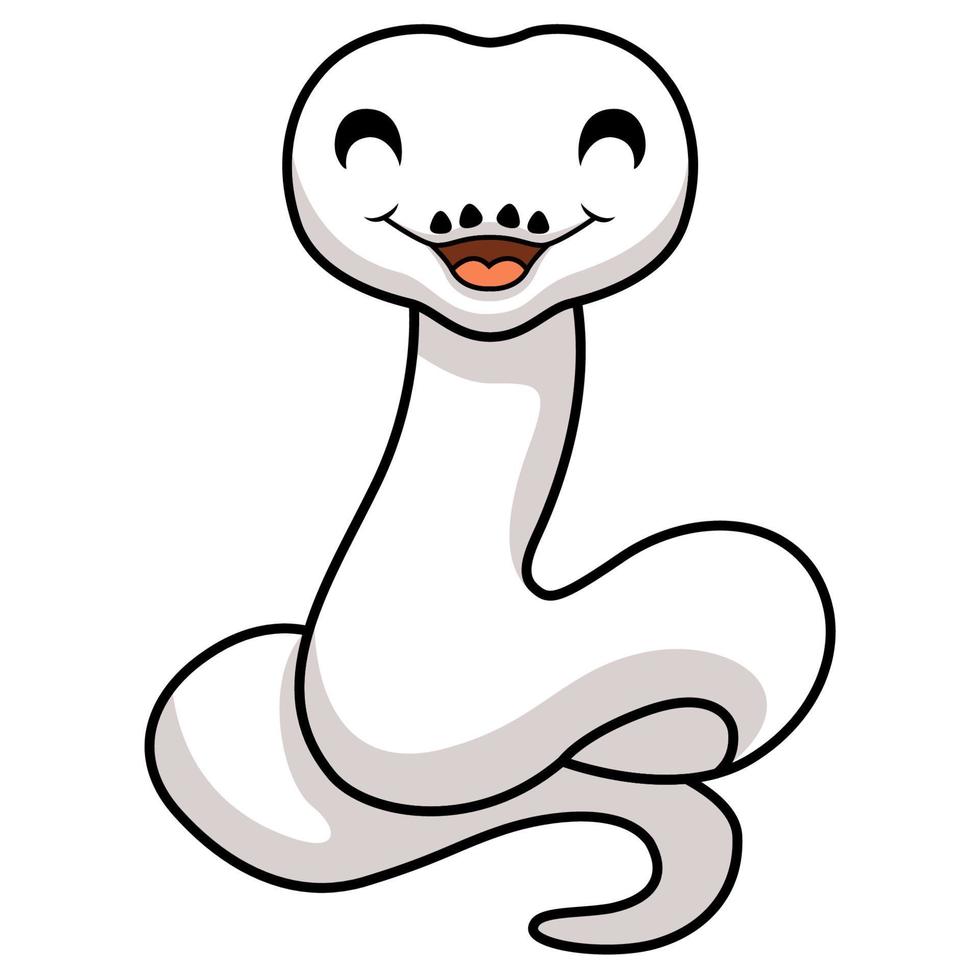 Cute white leucistic ball python snake cartoon vector