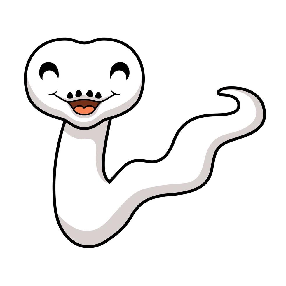 Cute white leucistic ball python snake cartoon vector