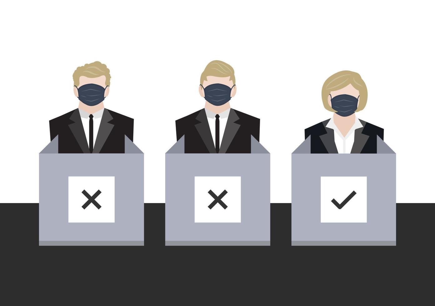 a team of business work voter at polling station vector