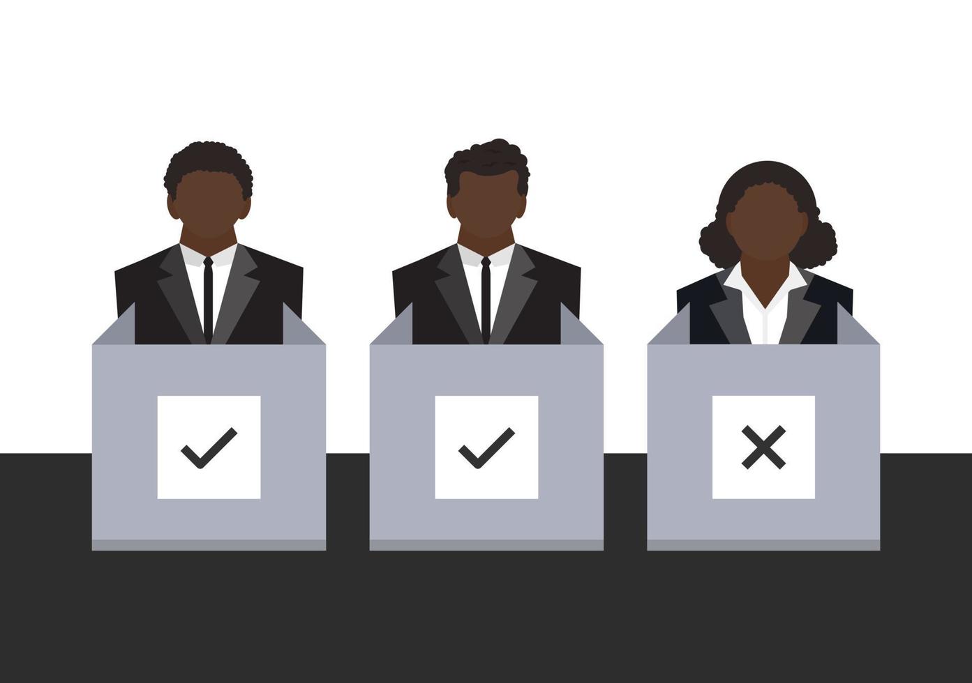 un equipo de negocio trabajo votante a votación estación vector