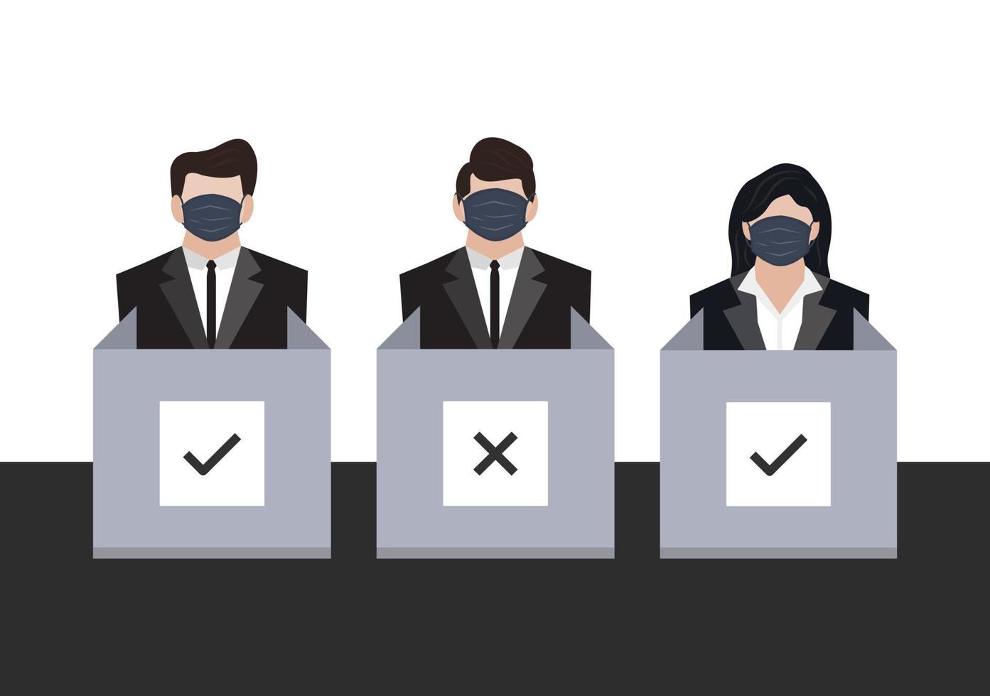 a team of business work voter at polling station vector