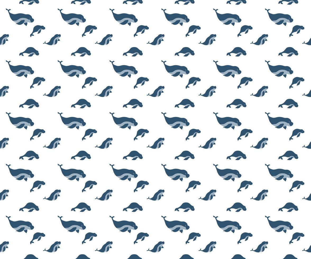 sea cow seamless pattern background vector