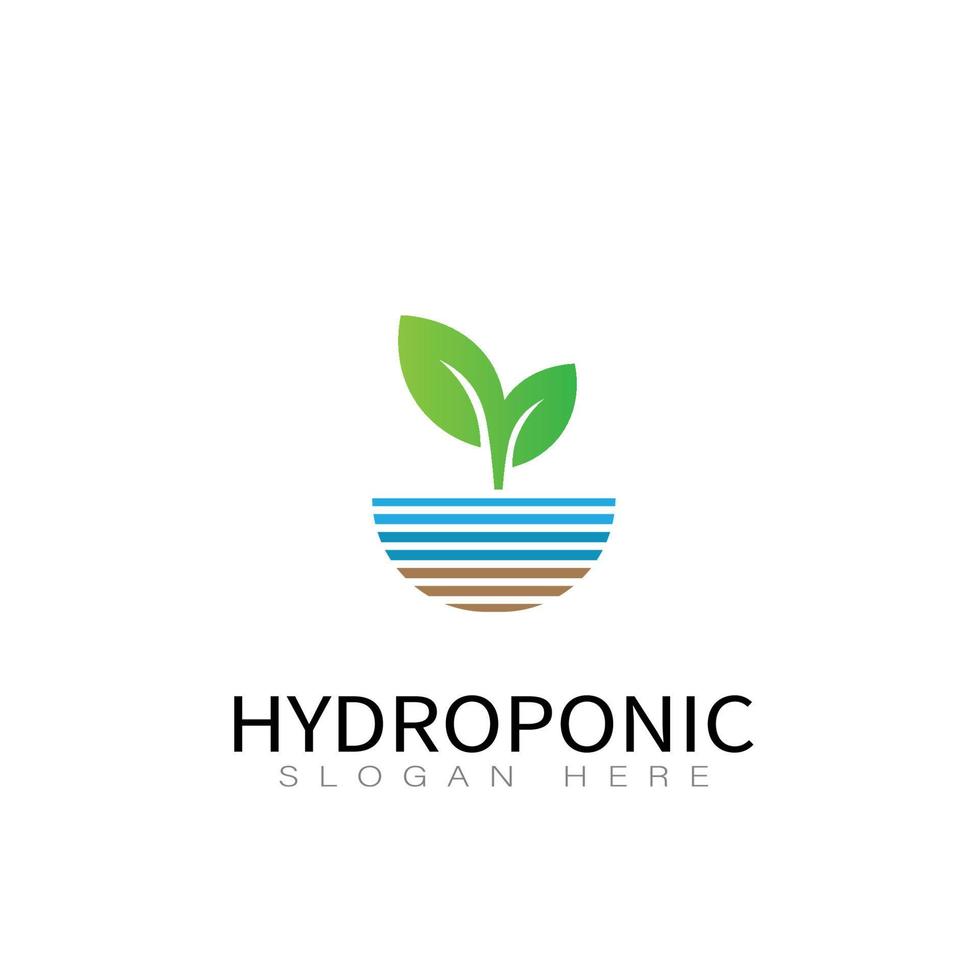 hidropónico vegetal logo diseño vector