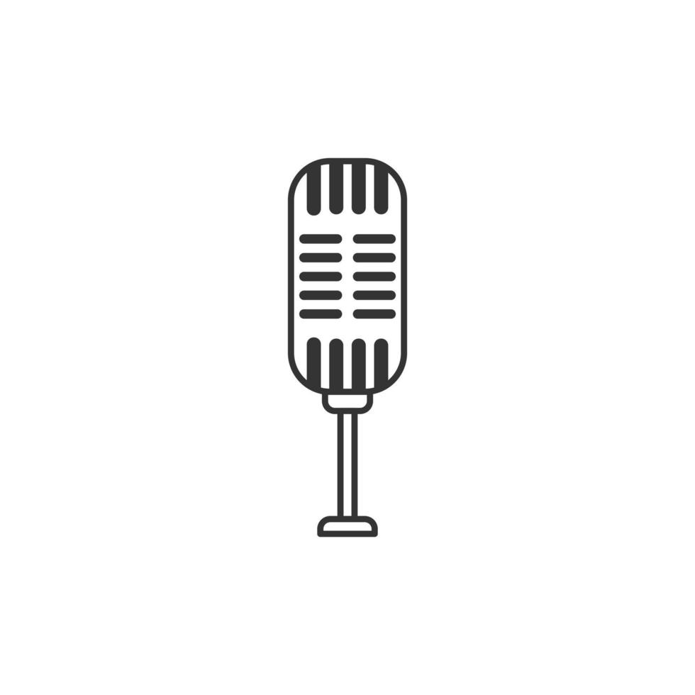 Outline icon of retro vintage microphone. Asparagus icon. Fresh, vegetable, green and whole vector