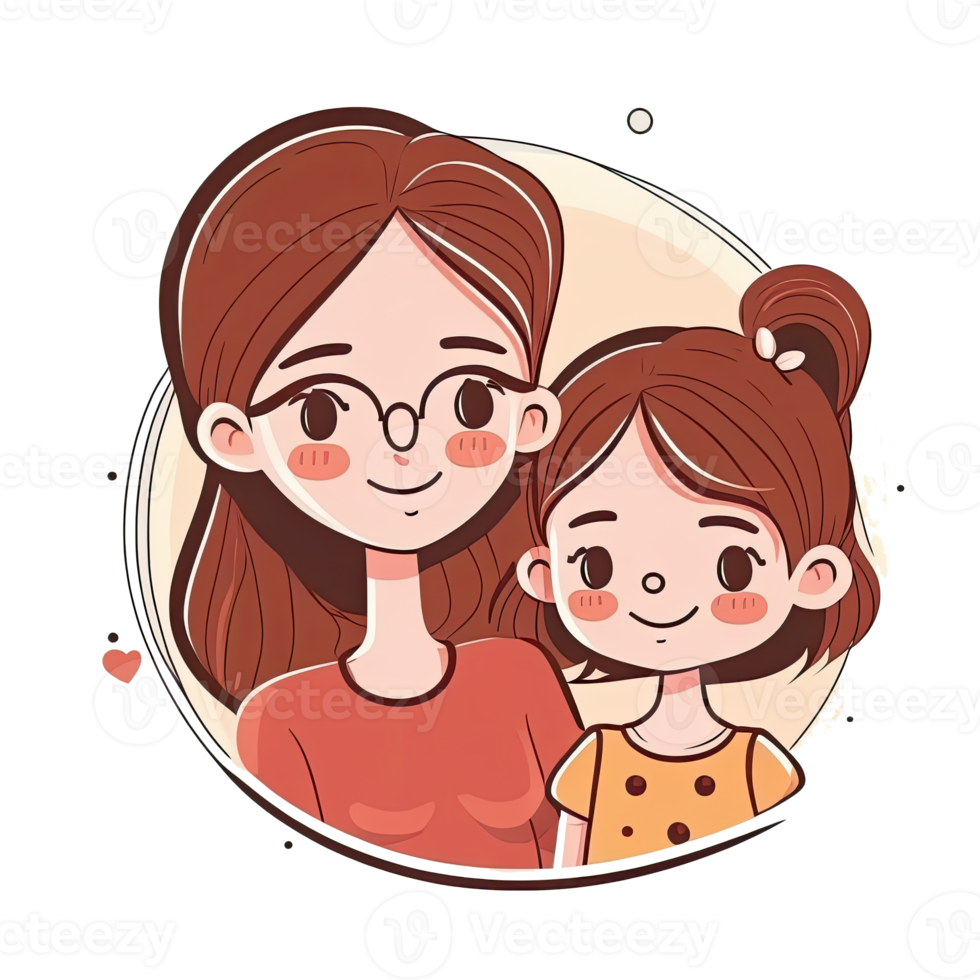 Mother and Daughter Cartoon png