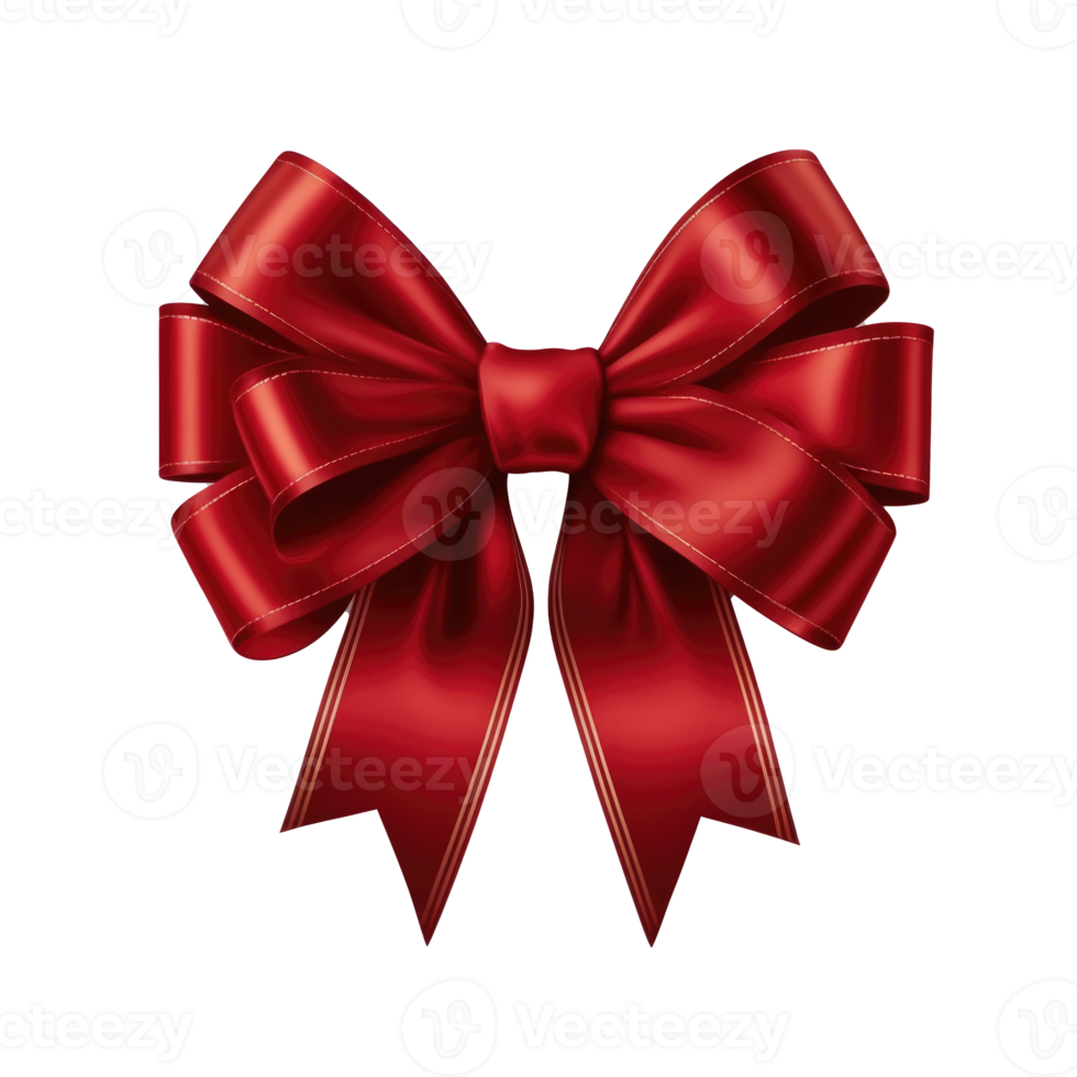 Red Silk Bow on White Background. png