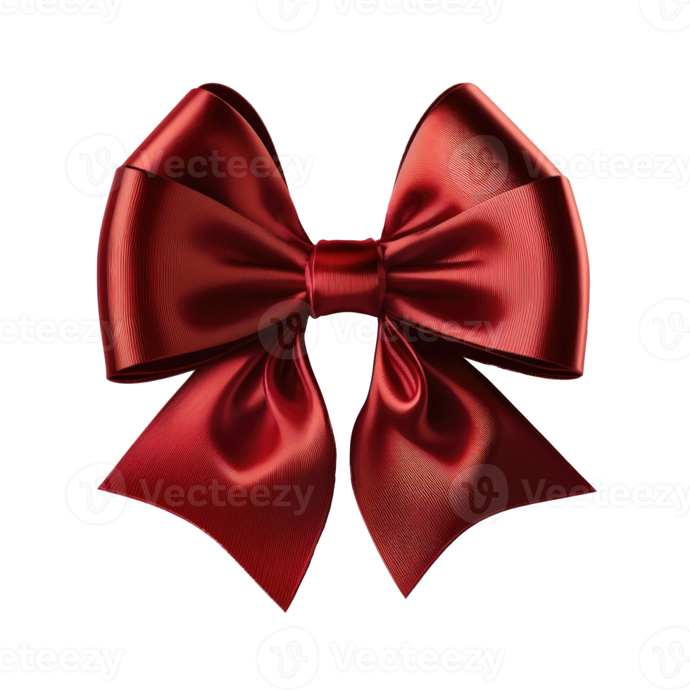 Red Silk Bow on White Background. png