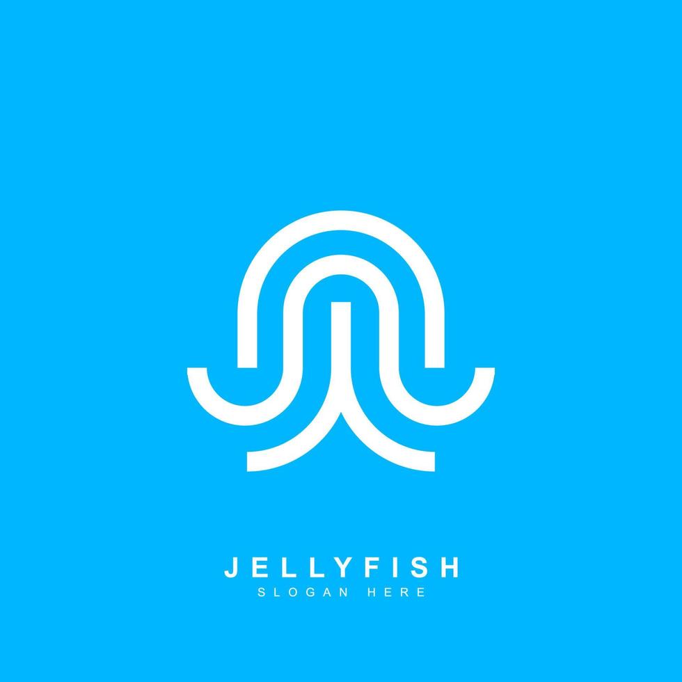 Jellyfish concept stroke symbol design on blue background vector