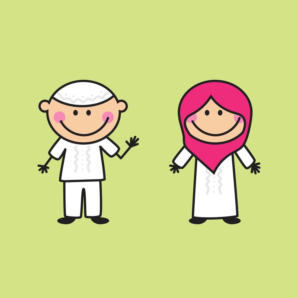 Muslim Boy and Muslim Girl Vector