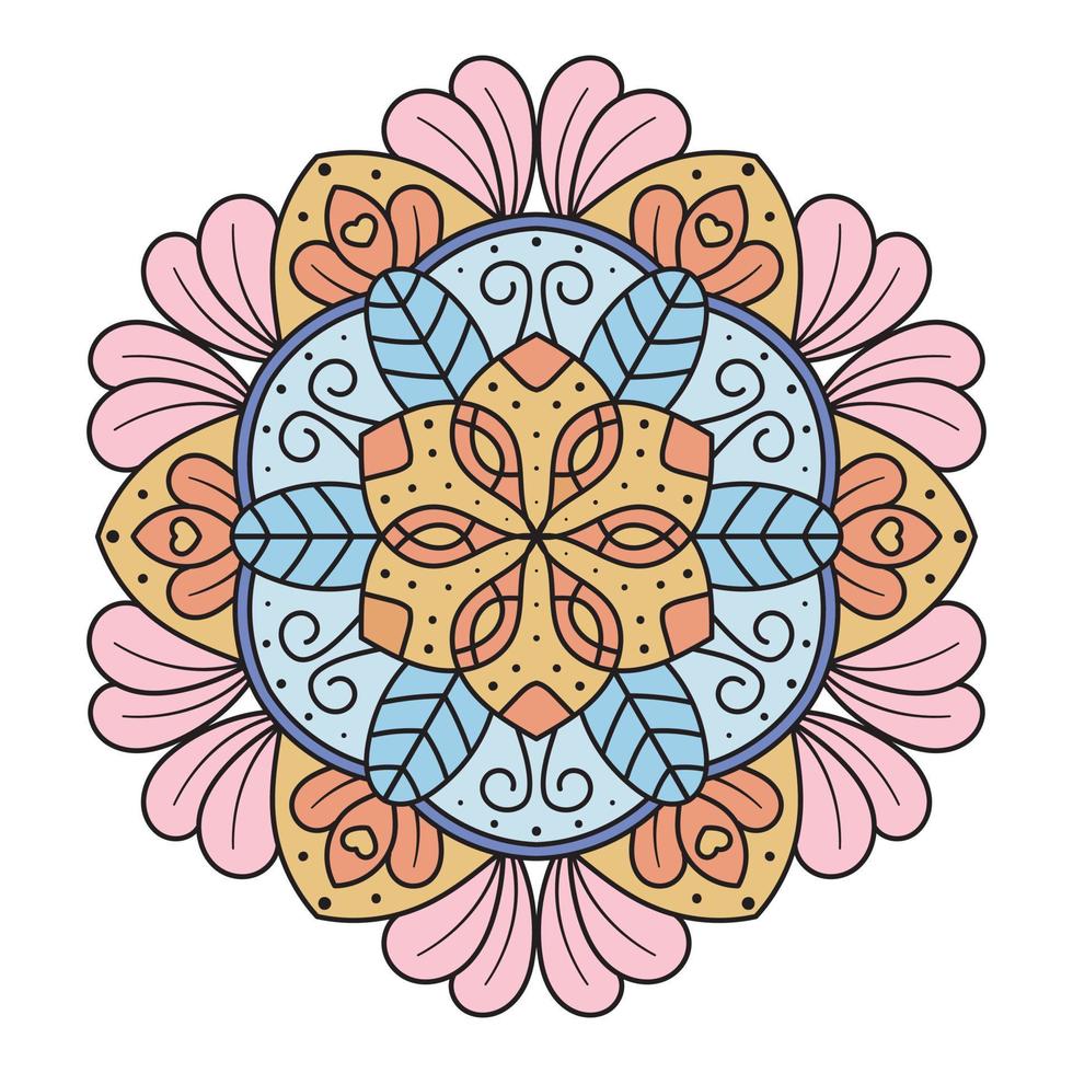 Vector hand drawn doodle mandala. Coloring mandala. white outline floral mandala for Henna, Mehndi, tattoo, and decoration. vector illustration.