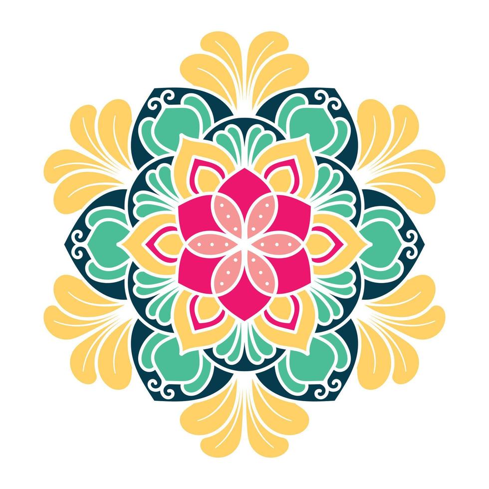 Vector hand drawn doodle mandala. Coloring mandala. white outline floral mandala for Henna, Mehndi, tattoo, and decoration. vector illustration.
