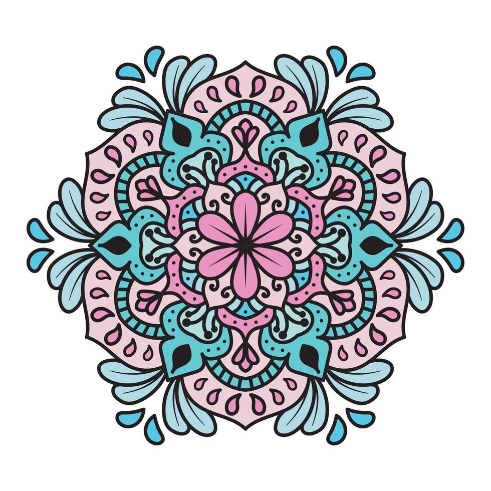 Vector hand drawn doodle mandala. Coloring mandala. white outline floral mandala for Henna, Mehndi, tattoo, and decoration. vector illustration.