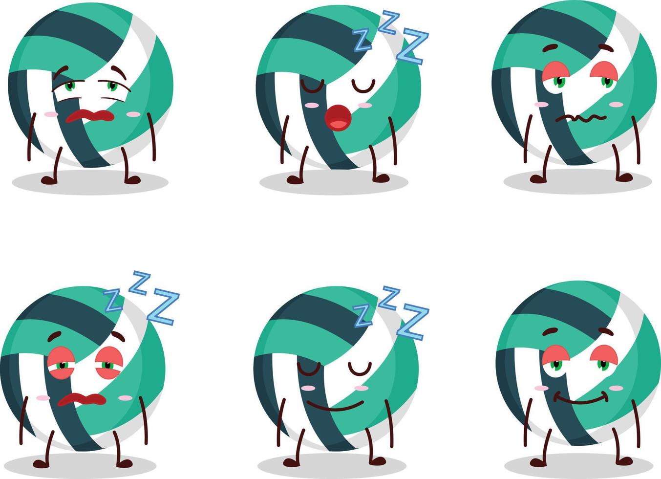 dibujos animados personaje de voleo pelota con soñoliento expresión vector