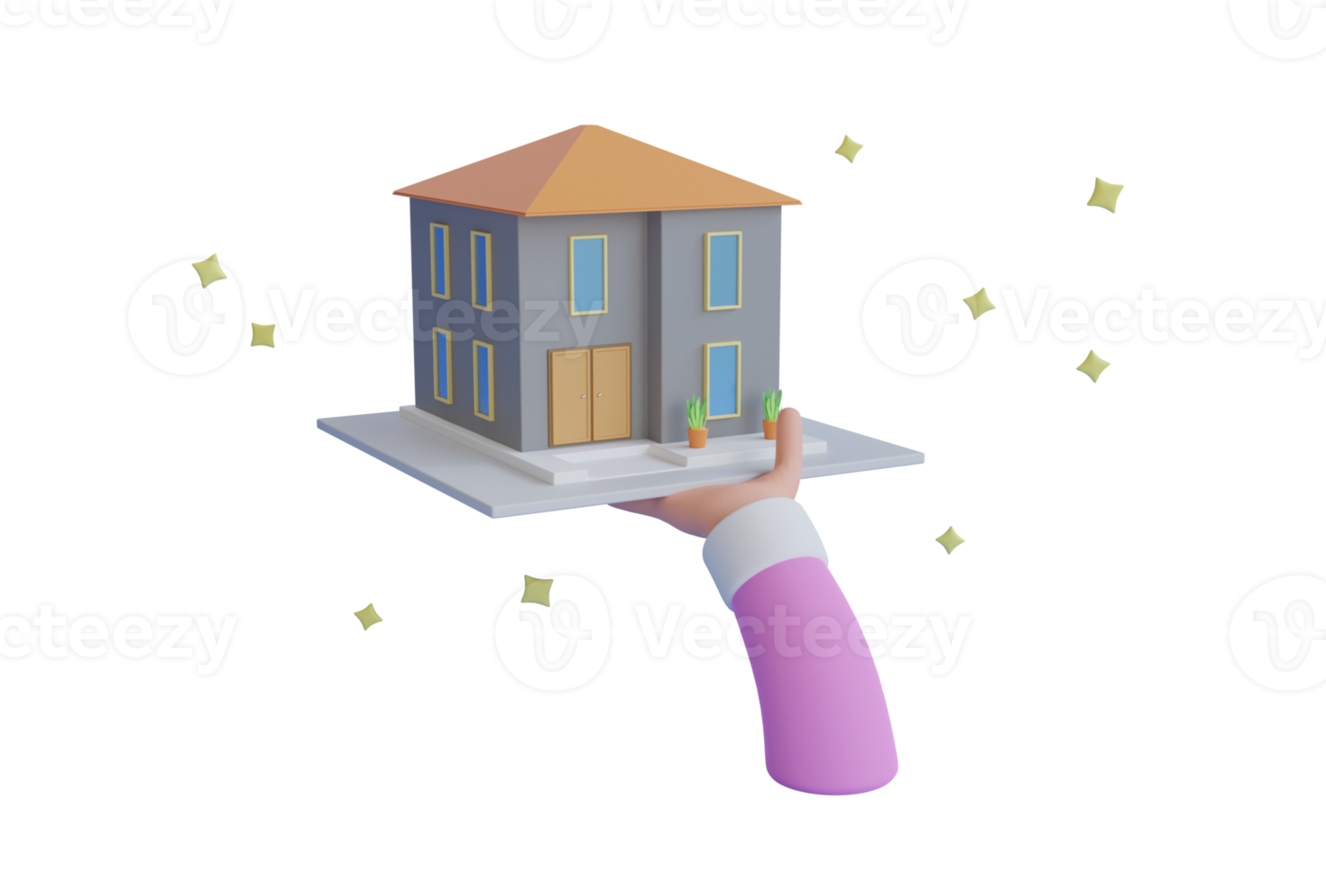 3d hand innehav Hem. investering, verklig egendom, inteckning, erbjudande av inköp hus, lån begrepp. 3d tolkning png