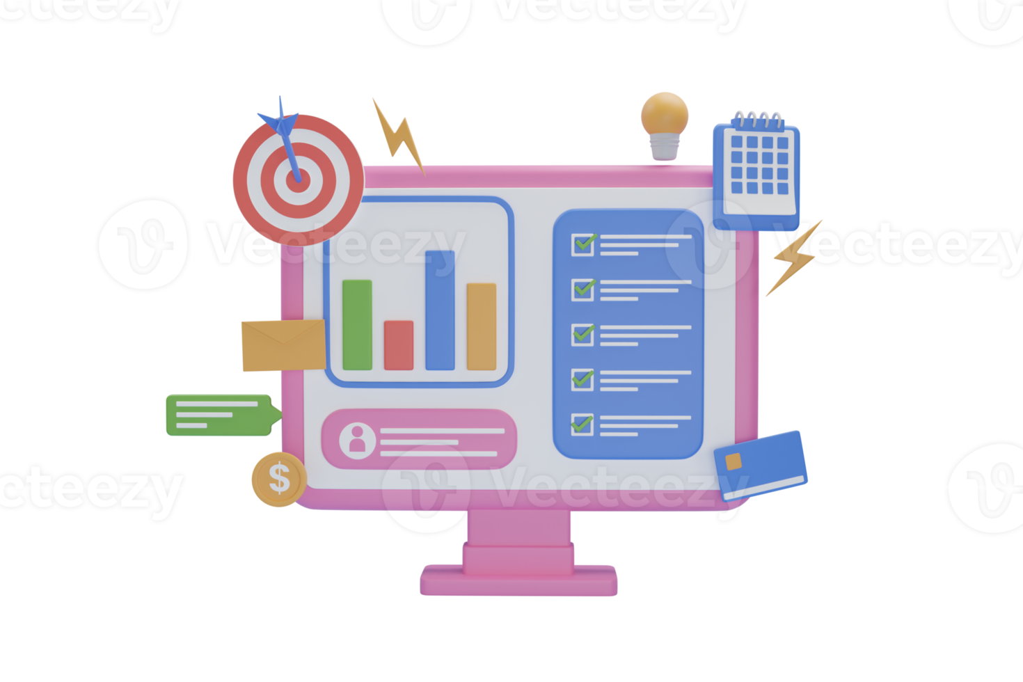 3D SEO Optimization, web analytics and seo marketing social media concept.  Search and attraction of target audience, new subscribers. Social network promotion. 3d rendering png
