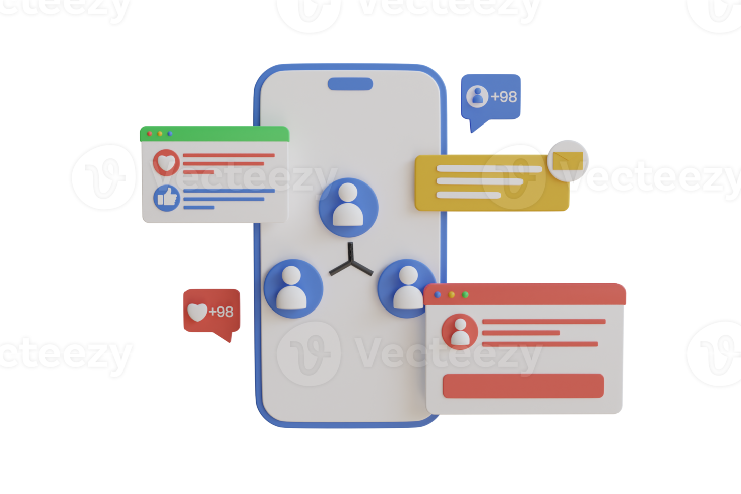 3D Target customer concept. Customer attraction campaign, accurate promo, advertising. Search and attraction of the target audience. Promotion in social networks. 3d rendering png