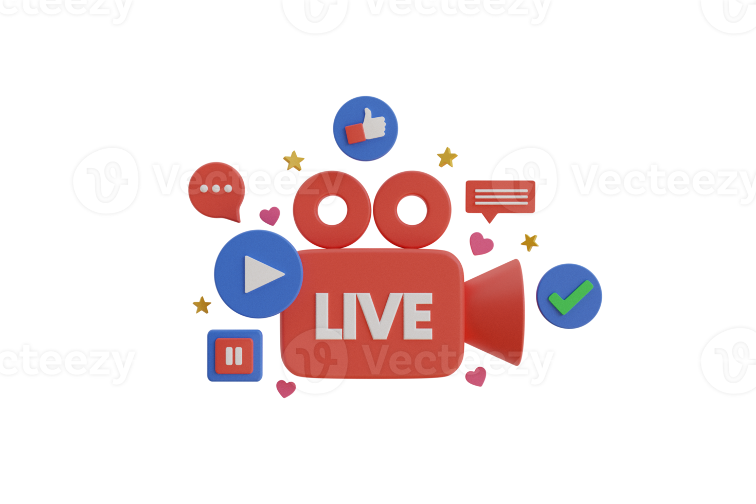 3D Live streaming Social media. Video Internet conference concept