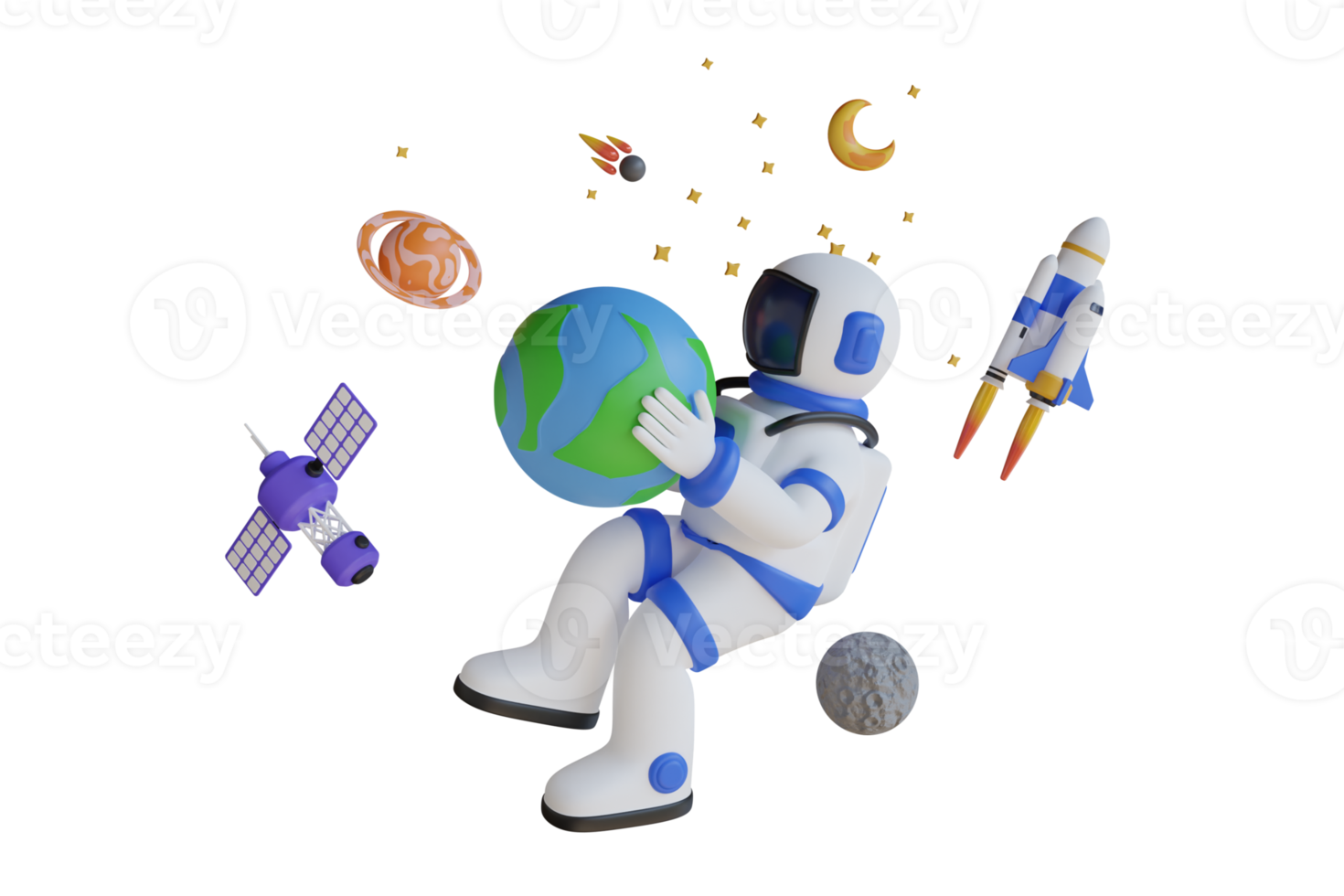 3D Illustration of Astronaut holds the Earth in his hands. astronaut in a space suit holds a planet in his hands. 3D illustration png