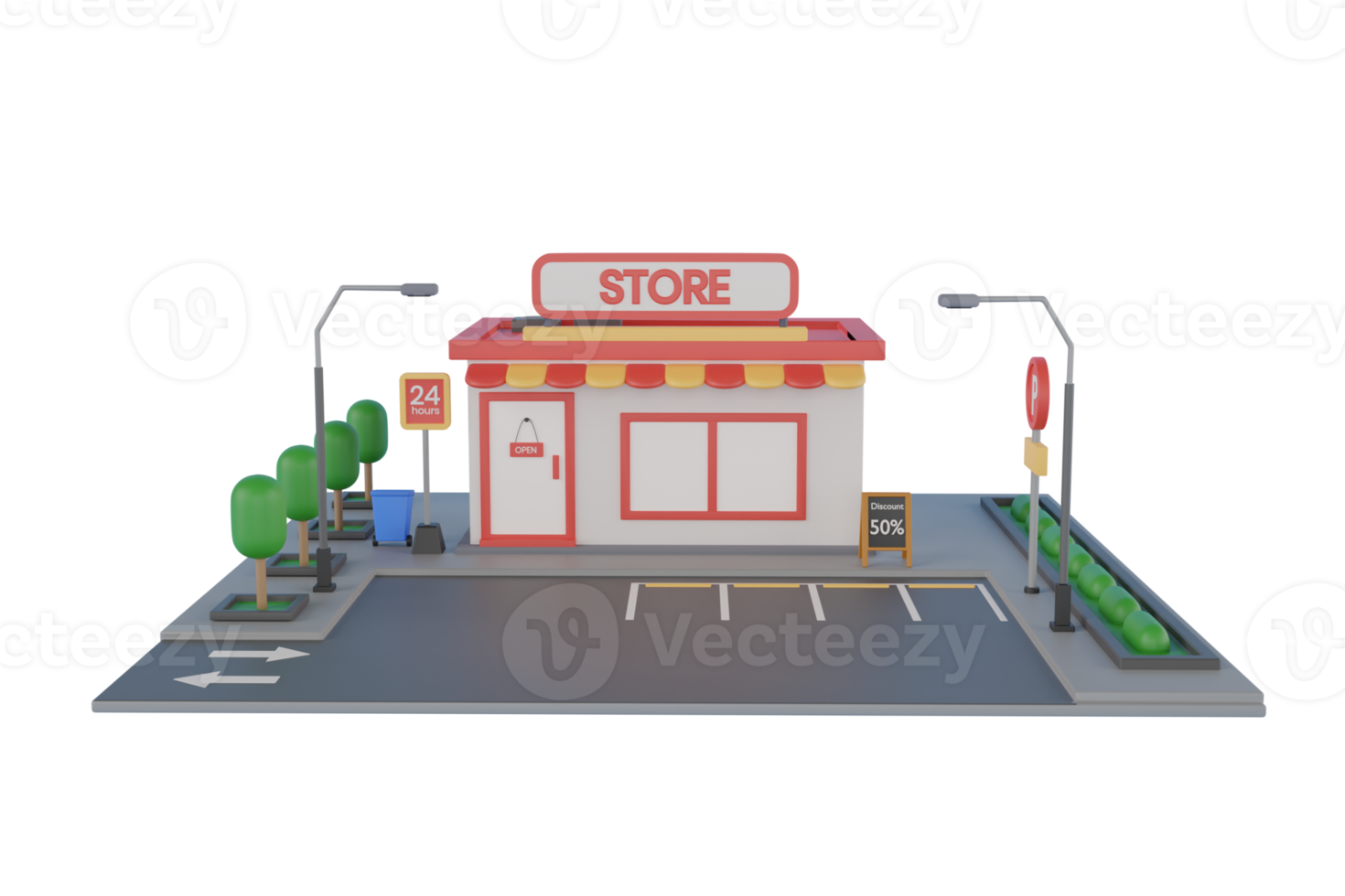 store building. miniature store 3d illustration. 3d rendering png