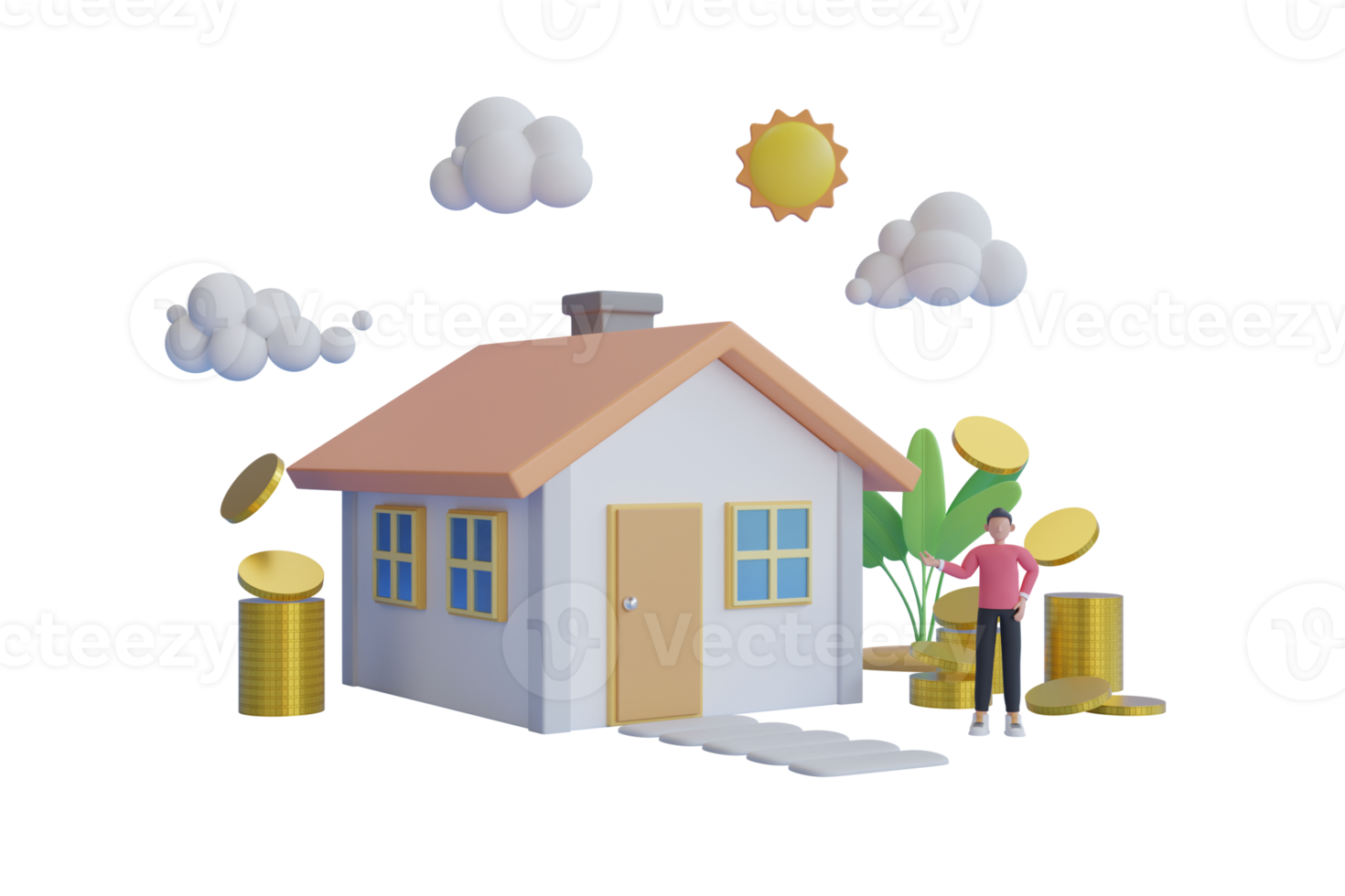 finanziario casa prestito gestione concetto. attività commerciale prestiti per vero tenuta concetto. Residenziale finanza economia. casa proprietà investimento. Salvataggio i soldi. 3d interpretazione png