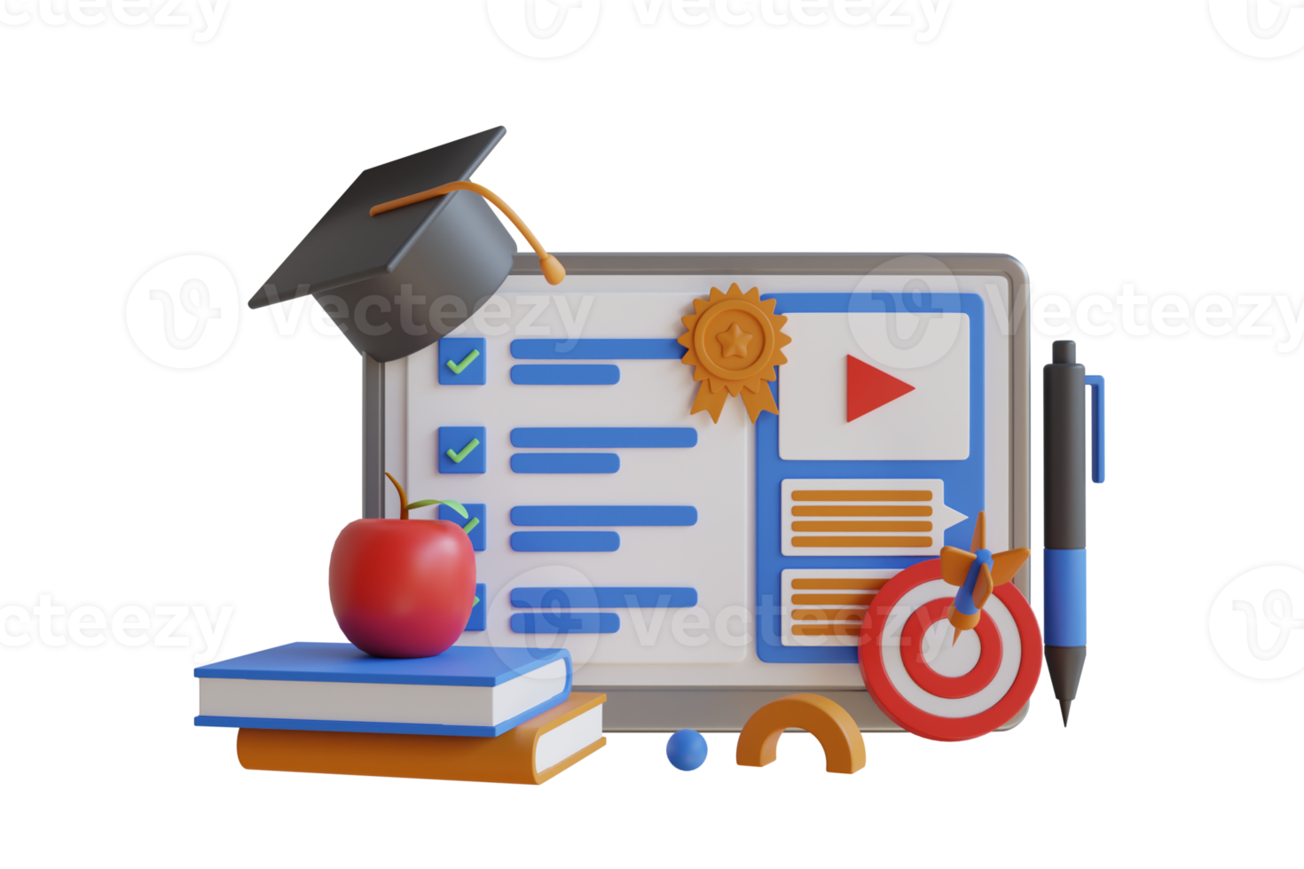 Online courses webinar and education. join seminar and gets e-certificate. 3d illustration png