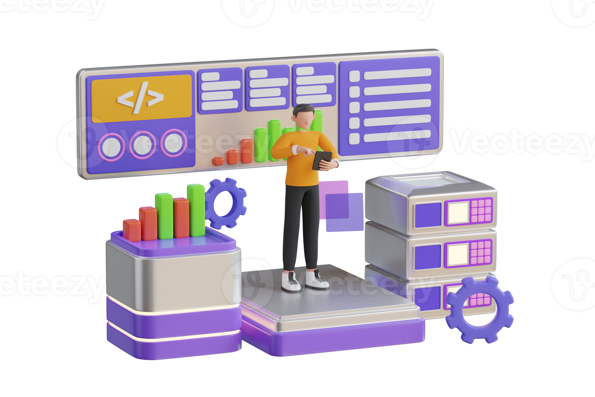 3D Illustration of Modern Technology and Software Development. Mobile ...