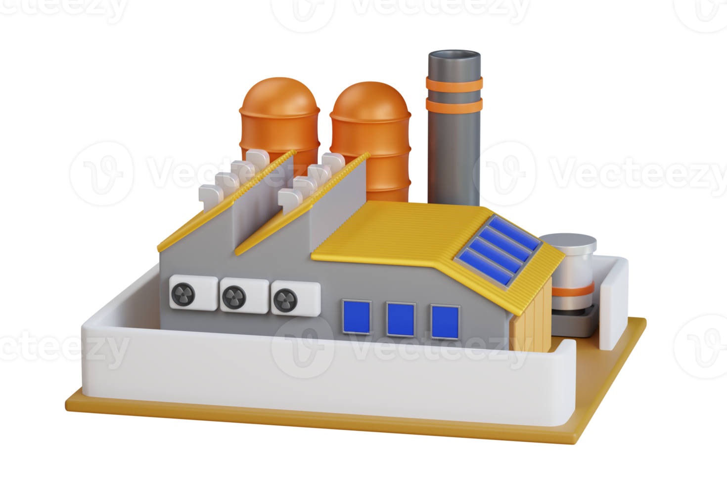 3D Illustration of Industrial Factory Building. representing factory buildings with industrial structures. 3D Illustration png