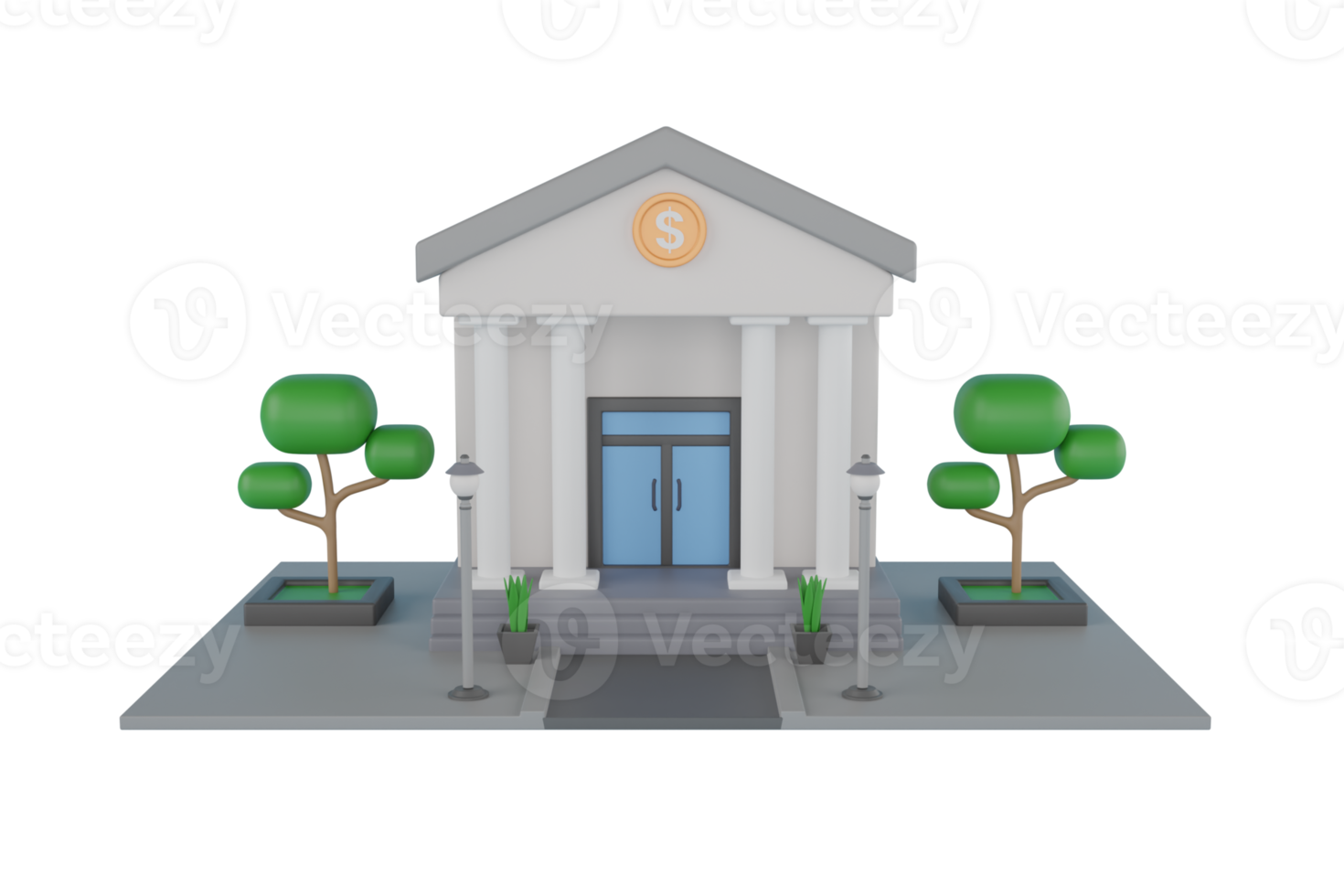 3d illustration av pengar växlare byggnad. valuta utbyta png