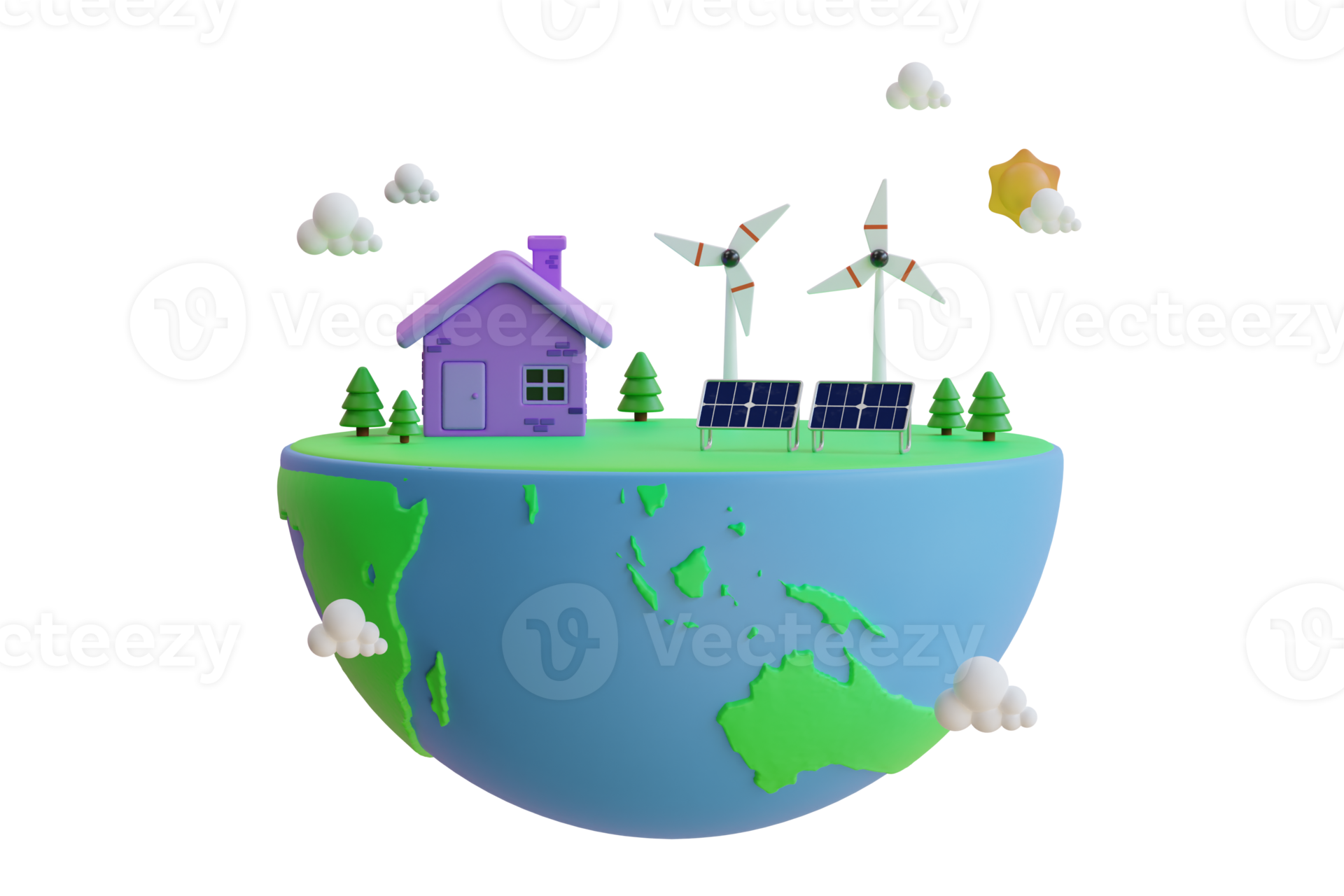 3d groen eco vriendelijk en opslaan energie. wereldbol aarde planeet en