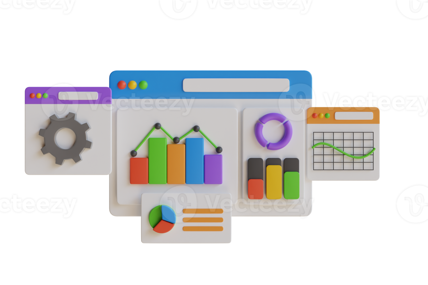 3d ilustración de datos análisis para sitio web y móvil sitio web. seo mejoramiento, financiero reporte cuadro, datos análisis, y web desarrollo concepto. png