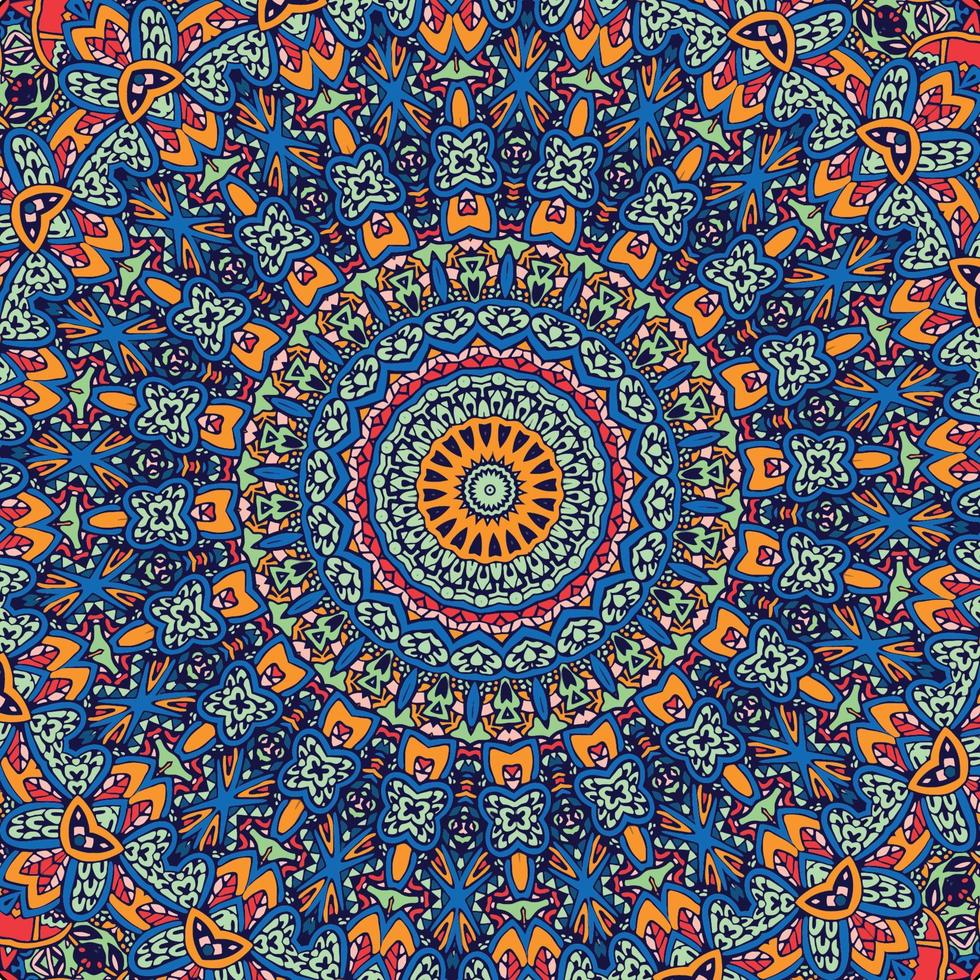 A colorful mandala with a pattern of flowers and leaves. vector