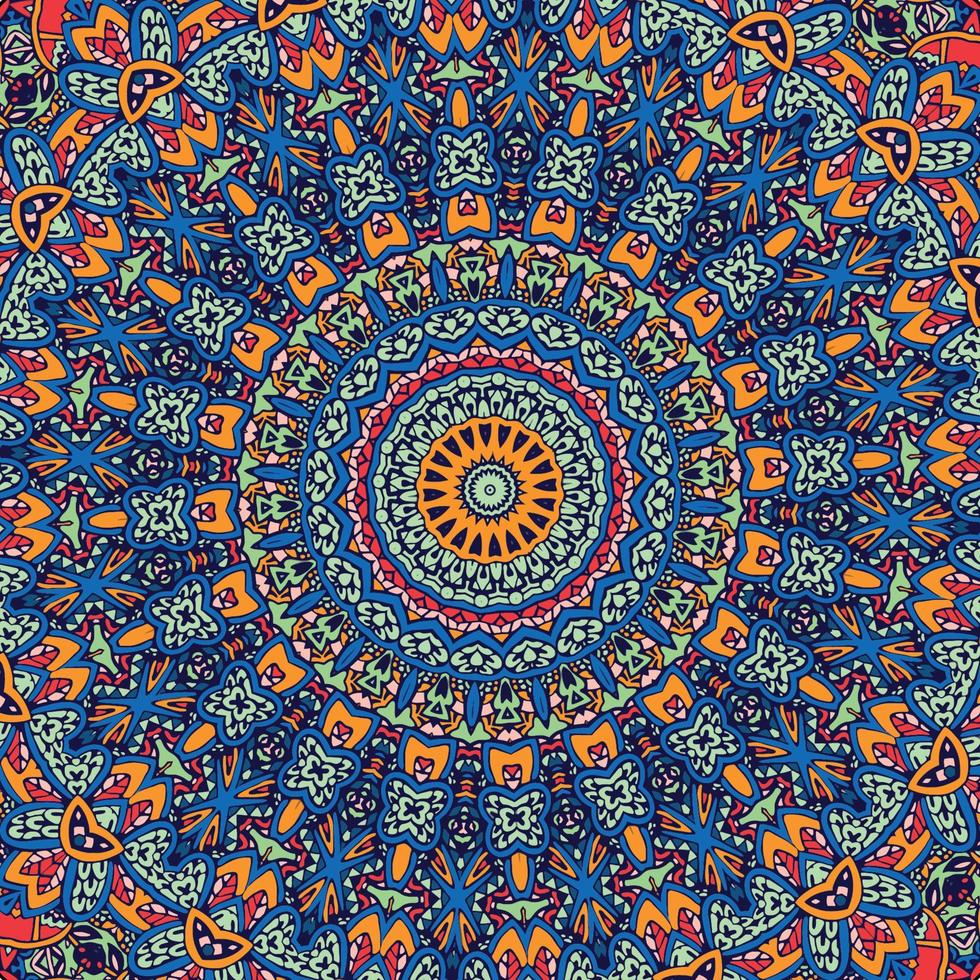 un vistoso mandala con un modelo de flores y hojas. vector