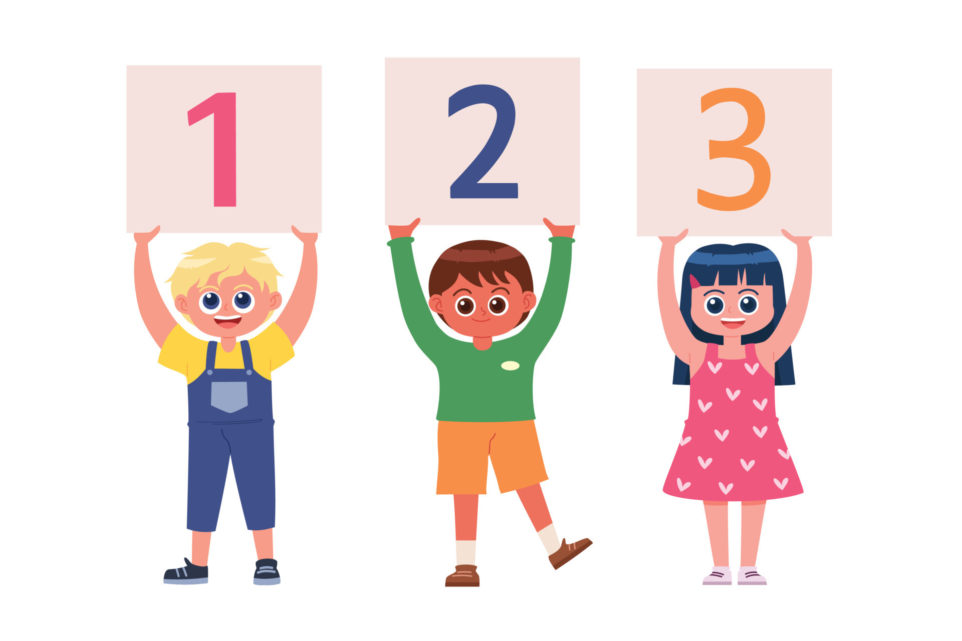 Children holding signs with number 1 to 3 cartoon vector 21666501