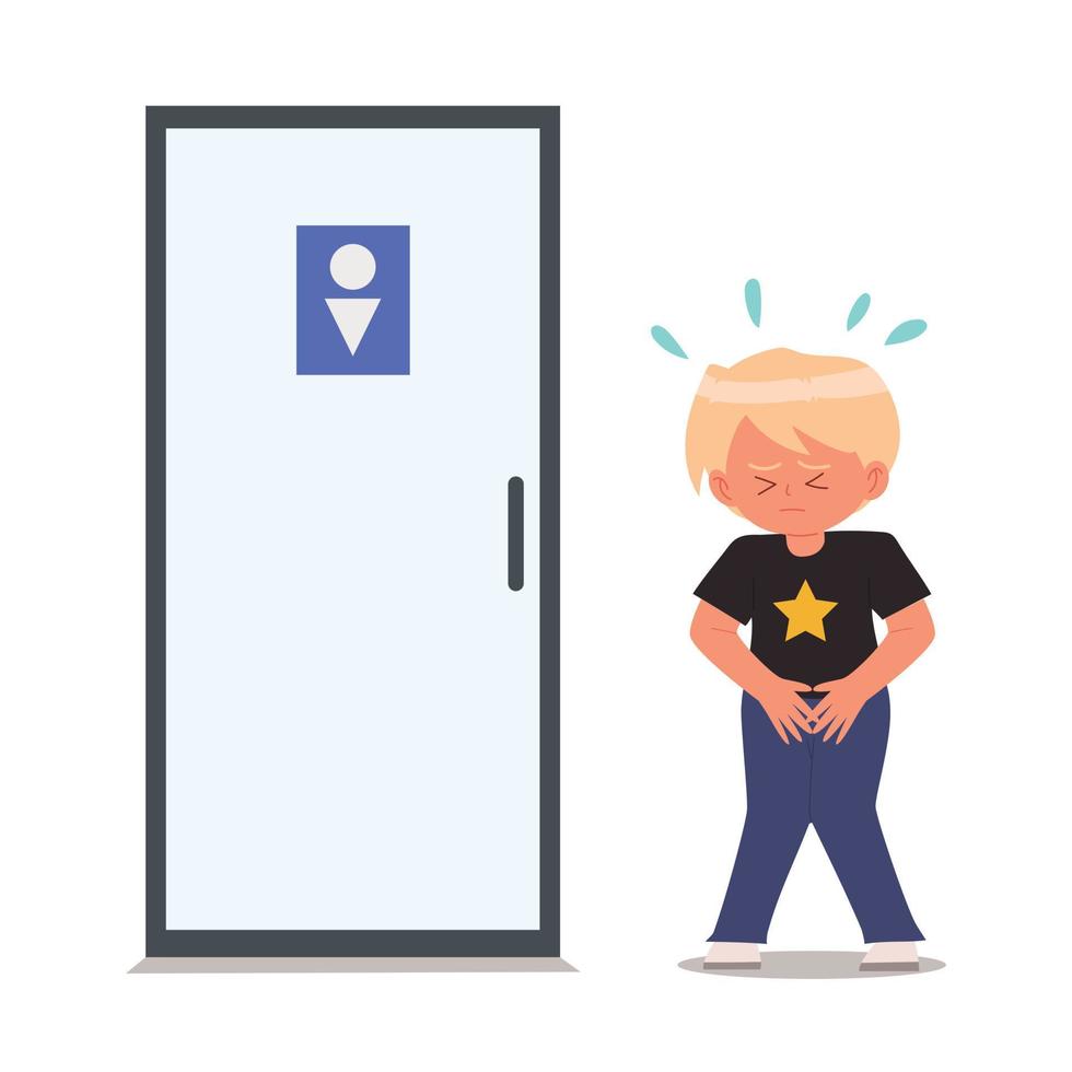 Little boy holding pee cartoon vector