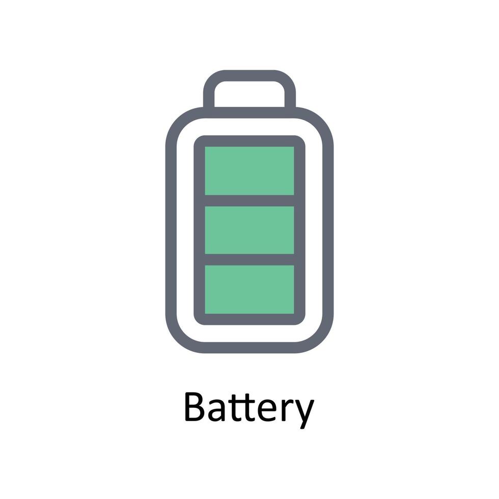 Battery Vector Fill outline Icons. Simple stock illustration stock