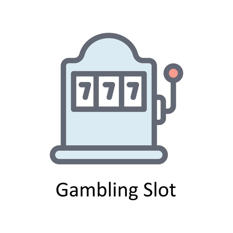 Gambling Slot Vector Fill outline Icons. Simple stock illustration stock