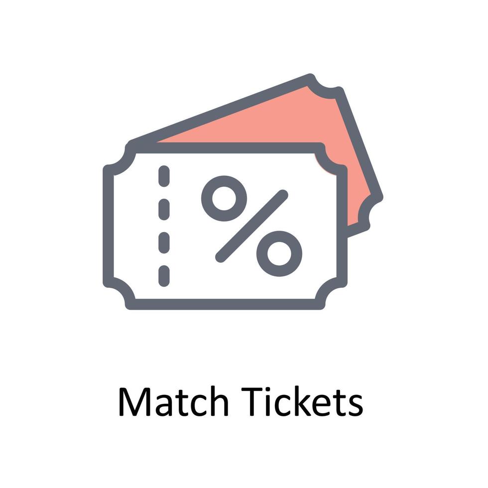 Match Tickets Vector Fill outline Icons. Simple stock illustration stock