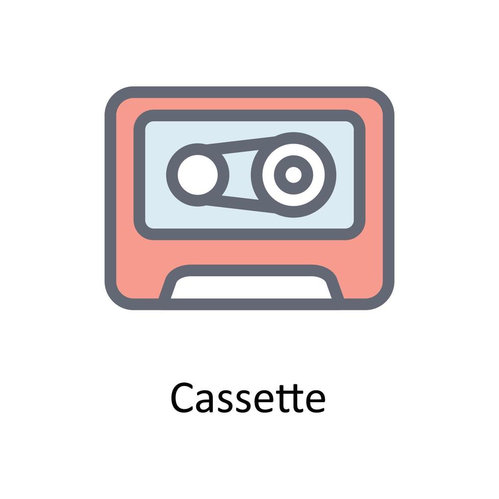 Cassette Vector Fill outline Icons. Simple stock illustration stock