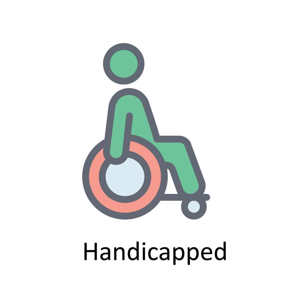 Handicapped Vector Fill outline Icons. Simple stock illustration stock