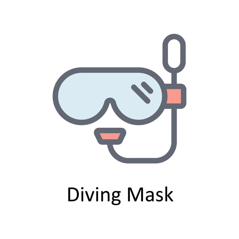 Diving Mask Vector Fill outline Icons. Simple stock illustration stock