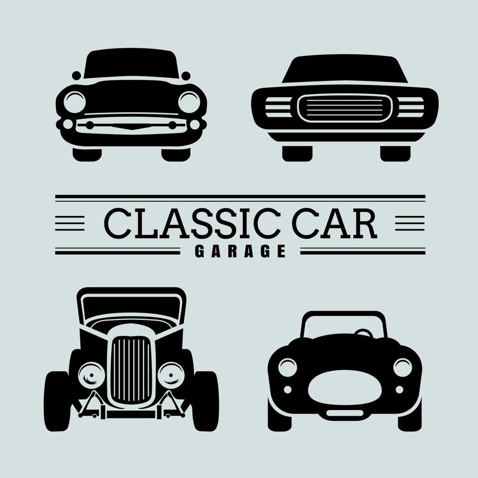 conjunto clásico coche frente ver icono vector ilustraciones