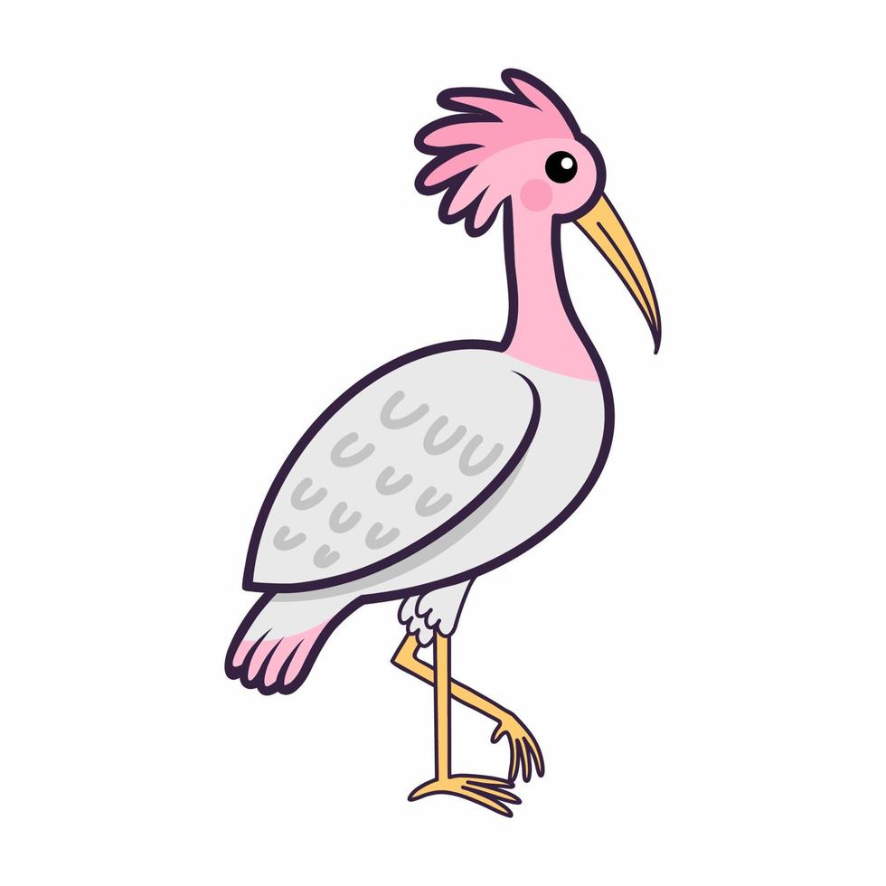 ibis en blanco antecedentes. hermosa exótico pájaro. zoo animales vector garabatear ilustración.