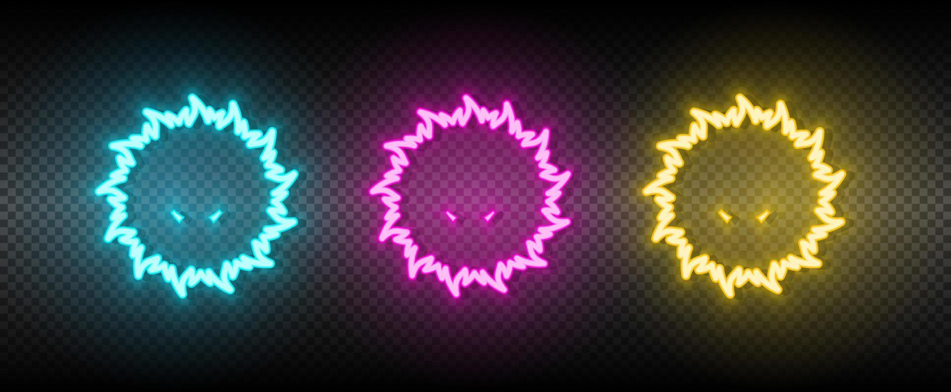 Sun blue, pink and yellow neon vector icon set.