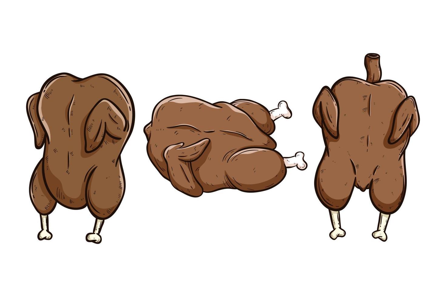 set of roasted or grilled chicken meat vector