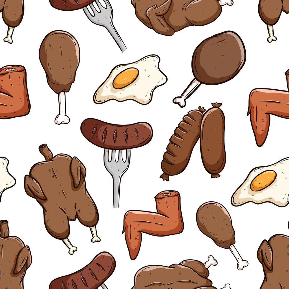 tasty meat for steak seamless pattern on white background vector