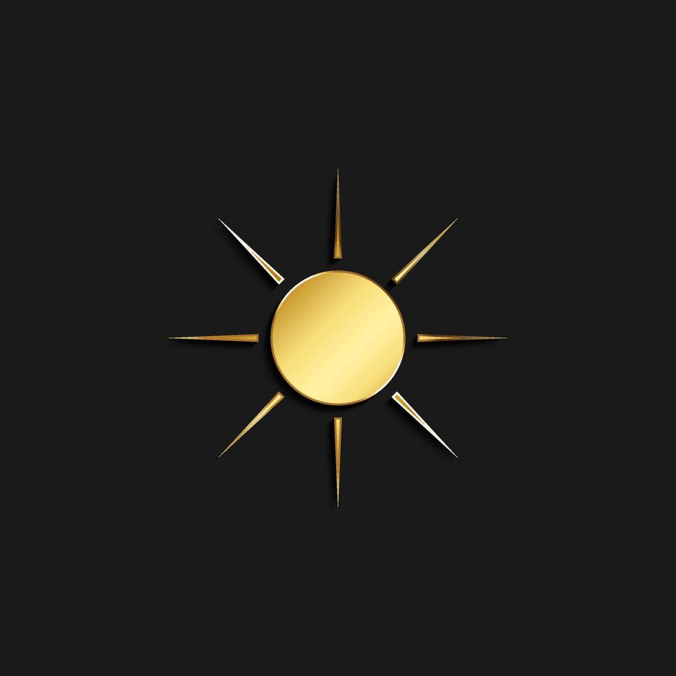 sun gold icon. Vector illustration of golden style. Summer time on dark background .